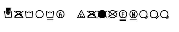 Monostep Washing Symbols Straight Light font sample