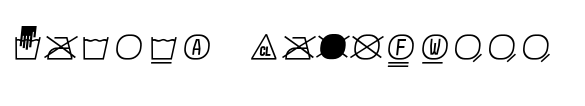 Monostep Washing Symbols Straight Thin Italic font sample